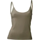 HEINE Shirttop "Spaghettitop Spaghettitop in figurbetontem Schnitt", Damen, Gr. 40, beige (oliv), Modisch, V-Ausschnitt, Tops Shirttop