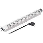 Bachmann 19" Steckdosenleiste 9fach, ohne Schalter, silberfarben