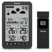Hama Ko Samui, Schwarz, Innen-Luftdruck, Innen-Hygrometer, Innen-Thermometer, Außen-Hygrometer, Außen-Thermometer, Barometer, Hygrometer, Thermometer, Barometer, Hygrometer, Thermometer, 20 - 95%, 1%
