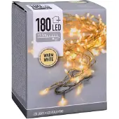 Koopman LED-Lichterkette, 180 LEDs, warmweiß, 230 V, transparent, Innen/Außen, 16,5 m, Timer