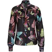 MADELEINE Langarmbluse "Hemdbluse Farbenfrohe Dschungel-Print Bluse" Mit Schluppenband