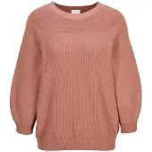MADELEINE Longpullover "Strickpullover Zeitloser Baumwollpullover mit Perlfang-Muster" weite Ärmel