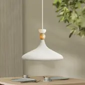 Bamyum Pendelleuchte Ø35 cm Weiß Metall E27 Moderne Lampe, Ohne Leuchtmittel