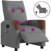 vidaXL Massagesessel Elektrisch Dunkelgrau Stoff