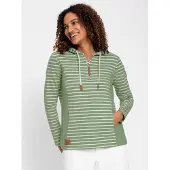 Casual Looks Sweatshirt , Damen, Gr. 48, grün (eucalyptus, ecru, geringelt), 100% Baumwolle, gemustert, gestreift, mehrfarbig, Sweatshirts Sweatshirt