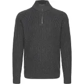 !Solid Troyer SOLID "Troyer SDGoma", Herren, Gr. L, grau (dunkelgrau melange), Obermaterial: 70% Baumwolle CO recyc.. 30% Polyester Pol. recyc.., Pullover Troyer