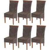 Generique 6er-Set Esszimmerstuhl Savona, Stuhl Küchenstuhl, Rattan ohne Sitzkissen