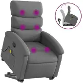 vidaXL Massagesessel mit Aufstehhilfe Dunkelgrau Stoff