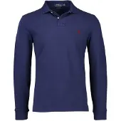 Ralph Lauren für Herren. 710680790046 Kundenspezifisches Slim Fit marinefarbenes Pique-Poloshirt (3XL), Lässig, Baumwolle, Langarm
