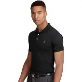 Ralph Lauren für Herren. 710685514002 Slim Fit Poloshirt mit weichem Griff schwarz (M), Lässig, Baumwolle, Kurzarm