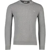 Gant für Herren. 8030561 Klassischer Baumwollpullover mit Rundhalsausschnitt Grau (5XL), Lässig, Baumwolle