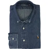 Ralph Lauren für Herren. 710548539001 Hemd 710548539001 denim blue (XL), Blau, Lässig, Baumwolle, Langarm