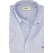 Gant für Herren. 3000101 Regular Fit Kurzarmhemd aus blauer Popeline (3XL), Lässig, Baumwolle