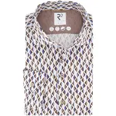 R2 Hemd Jersey Retro Impression Beige Blau - 42
