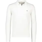 Gant für Herren. 2230 Shield Piqué-Poloshirt weiß (L), Lässig, Baumwolle, Langarm