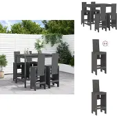 The Living Store 5-tlg. Gartenbar-Set Grau Massivholz Kiefer
