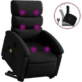 vidaXL Massagesessel mit Aufstehhilfe Schwarz Kunstleder