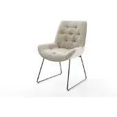 DELIFE Esszimmerstuhl Taimi-Flex Webstoff Soft Beige Kufengestell Schwarz
