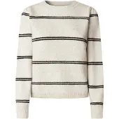 Pepe Jeans für Damen. PL7000044 Carmela Streifen-Pullover off-white (L), Weiß, Lässig, Polyester