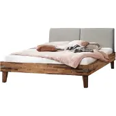 Hasena Bettgestell "Alino", braun (braun, grau, pepe grau), B:146cm H:93cm L:216cm, Betten, Bettgestell, mit Polsterkopfteil, wahlweise in zwei verschiedenen Liegehöhen