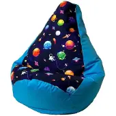 Go Gift Sako bag pouffe pear print blue planets L 105 x 80 cm