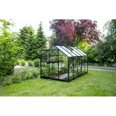 Halls Gewächshaus Popular 106 Sicherheitsglas 3 mm 193 x 319 cm schwarz