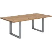 SIT Möbel Baumkante-Esstisch 120 x 80 cm | 40 mm Tischplatte Wildeiche natur | Gestell Metall antiksilber | B 120 x T 80 x H 76 cm | 07107-82 | Serie TABLES & CO