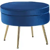 SalesFever Sitzpouf aus Samt Dunkelblau Beine Chrom Gold