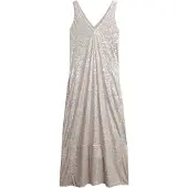 Superdry für Damen. W8011995A Pailletten-Kleid silber (S), Party, Polyester, Ärmellos / Hosenträger