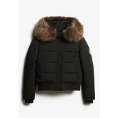 Superdry Steppjacke "EVEREST HOODED BOMBER JKT", Damen, Gr. XS, schwarz, Steppware, Obermaterial: 100% Polyester, unifarben, regular fit normal, Jacken Steppjacke, Kunstfaser, slim fit