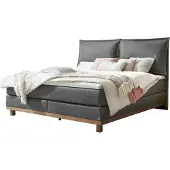Hasena Boxspringbett Zamora mit Kissen steel Holz Eiche bright 180x200 : Topper - Glamour Top (soft)
