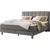 Hasena Boxspringbett Reina grey Füße Eiche bright 140x200 : Topper - Lovely Top (fest)