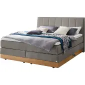 Hasena Stauraum Boxspringbett Pedrosa grey Holz Eiche bright 200x200 : Topper - Lovely Top (fest)