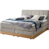 Hasena Stauraum Boxspringbett Pedrosa light grey Holz Eiche bright 200x200 : Topper - Lovely Top (fest)