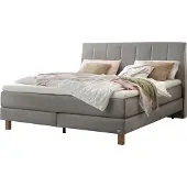 Hasena Boxspringbett Reina steel Füße Eiche bright 140x200 : Topper - Glamour Top (soft)