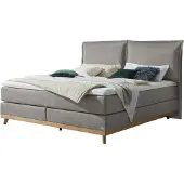 Hasena Boxspringbett Imelda mit Kissen grey Holz Eiche bright 200x200 : Topper - Elegance Top (medium)