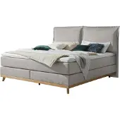 Hasena Boxspringbett Imelda mit Kissen light grey Holz Eiche bright 200x200 : Topper - Lovely Top (fest)