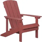 Beliani Gartenstuhl Rot Kunstholz breite Armlehnen Muskoka Adirondack Stil Terrasse Outdoor