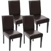 Generique 4er-Set Esszimmerstuhl Stuhl Küchenstuhl Littau - Kunstleder, braun dunkle Beine
