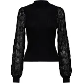 ONLY Strickpullover "ONLANNELINA LS HIGHNECK KNT", Damen, Gr. XS, schwarz, Strick, Obermaterial: 50% Polyester, 33% Viskose, 17% Modal, unifarben, regular fit, Pullover Strickpullover