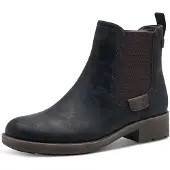 Tamaris Chelseaboots , Damen, Gr. 37, blau (navy), Elastischer Einsatz, Nubuklederimitat, unifarben, Schuhe Chelseaboots, Blockabsatz, Stiefelette, Schlupfschuh im Used Look