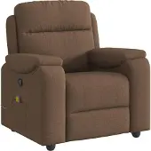 Syfax Massagesessel, Stoff Braun, mit manueller Liege- und Vibrationsfunktion, 96x99x102 cm