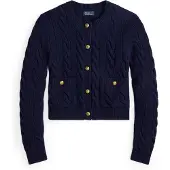 Ralph Lauren für Damen. 211978312501 Marineblaue Wollstrickjacke (XS), Lässig, Wolle