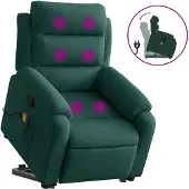 vidaXL Massagesessel mit Aufstehhilfe Dunkelgrün Samt