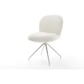 DELIFE Esszimmerstuhl Nube-Flex Bouclé Soft Beige Kreuzgestell konisch Edelstahl Taschenfederkern