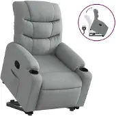 vidaXL Relaxsessel mit Aufstehhilfe Hellgrau Stoff