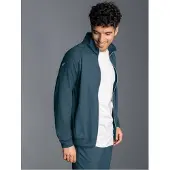 Trigema Trainingsjacke "Raglanjacke", Herren, Gr. XL, blau (jeans, melange), Single Jersey, 100% Baumwolle, lang, Jacken Trainingsjacke