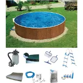 BWT Rundpool "MAONI 4", braun (eichefarben), H:120cm Ø:460cm, Schwimmbecken, Rundpool, Aufstellpool in Holzoptik in verschiedenen Größen