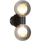 Searchlight Bad-Wandlampe Lumisphere, schwarz/rauchgrau Höhe 28 cm 2-fl.