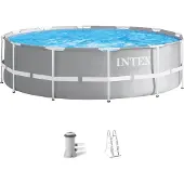 Intex 26716GN, Gerahmter Pool, Erwachsener & Kind, Leiter, Wetterfestigkeit, Blau, Grau